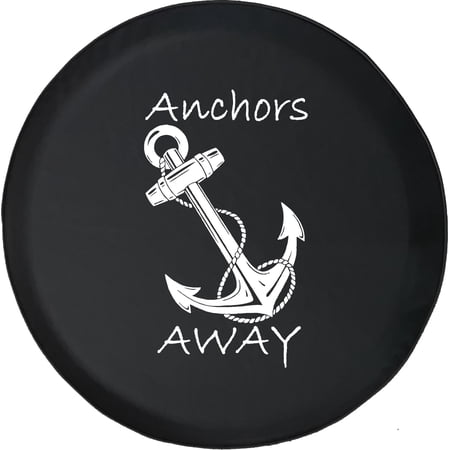 Black Tire Covers - Tire Accessories for Campers, SUVs, Trailers, Trucks, RVs and More | Nautical Anchor Black 32 Inch