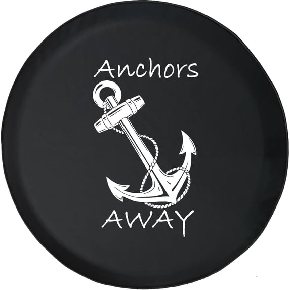 Black Tire Covers - Tire Accessories for Campers, SUVs, Trailers, Trucks, RVs and More | Nautical Anchor Black 32 Inch