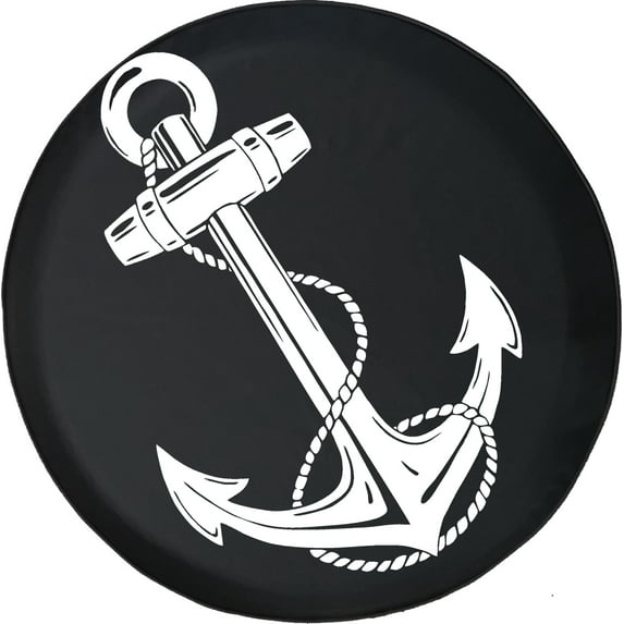 Black Tire Covers - Tire Accessories for Campers, SUVs, Trailers, Trucks, RVs and More | Nautical Boat Anchor Black 28 Inch