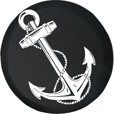 Black Tire Covers - Tire Accessories for Campers, SUVs, Trailers, Trucks, RVs and More | Nautical Boat Anchor Black 32 Inch