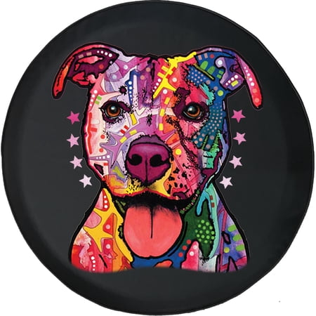 Black Tire Covers - Tire Accessories for Campers, SUVs, Trailers, Trucks, RVs and More | Neon Pitbull Cute Dog Black 31 Inch