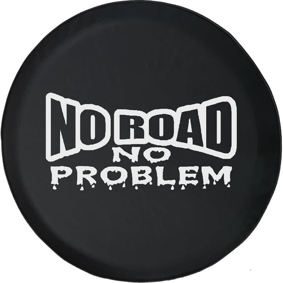 Black Tire Covers - Tire Accessories for Campers, SUVs, Trailers, Trucks, RVs and More | No Road No Problem Wet Text Black 35 Inch
