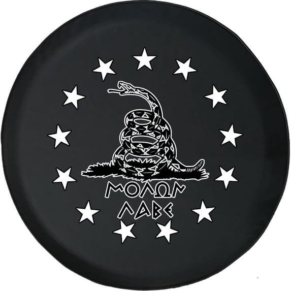 Black Tire Covers - Tire Accessories for Campers, SUVs, Trailers, Trucks, RVs and More | No Tread Greek Betsy Ross Black 28 Inch