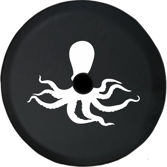 Black Tire Covers - Tire Accessories for Campers, SUVs, Trailers, Trucks, RVs and More | Octopus Black 32 Inch With Backup Camera Hole