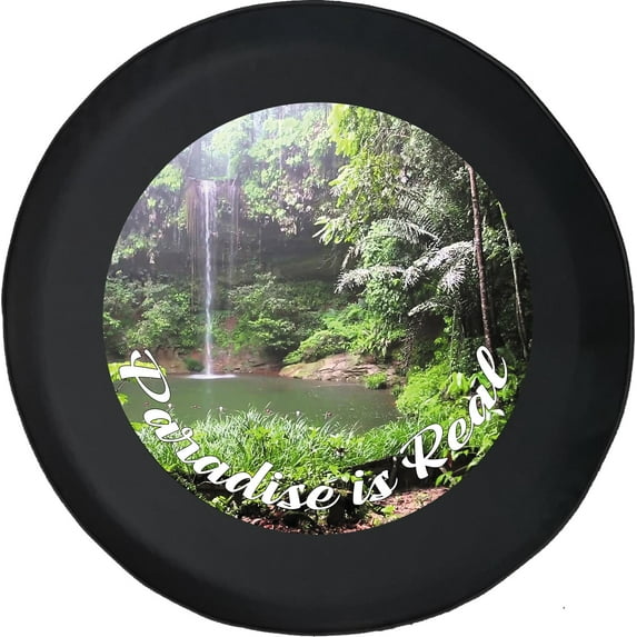 Black Tire Covers - Tire Accessories for Campers, SUVs, Trailers, Trucks, RVs and More | Paradise is Real Jungle Black 29 Inch
