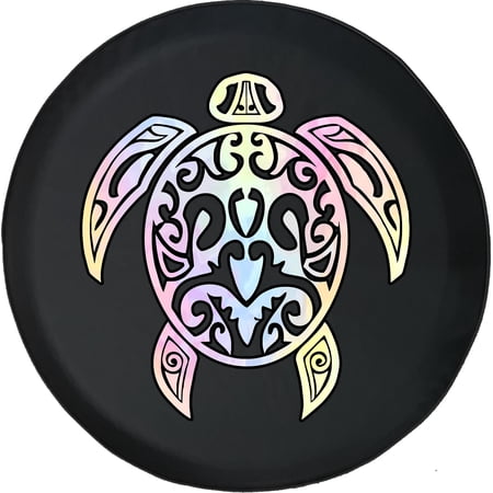 Black Tire Covers - Tire Accessories for Campers, SUVs, Trailers, Trucks, RVs and More | Pastel Girls Sea Turtle Black 28 Inch