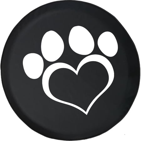 Black Tire Covers - Tire Accessories for Campers, SUVs, Trailers, Trucks, RVs and More | Paw Print Heart Love Dogs Black 32 Inch
