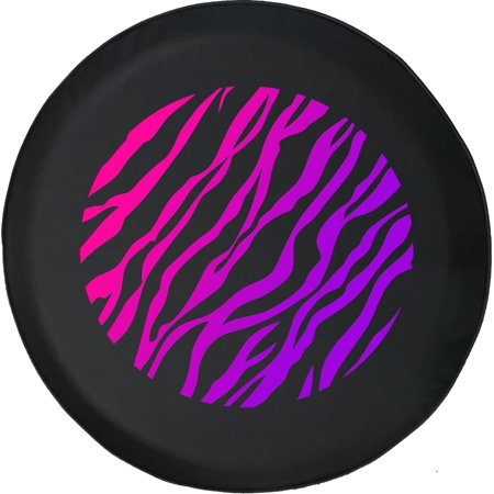 Black Tire Covers - Tire Accessories for Campers, SUVs, Trailers, Trucks, RVs and More | Pink Purple Zebra Stripes Black 28 Inch
