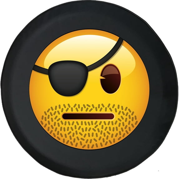 Black Tire Covers - Tire Accessories for Campers, SUVs, Trailers, Trucks, RVs and More | Pirate Emoji Black 33 Inch