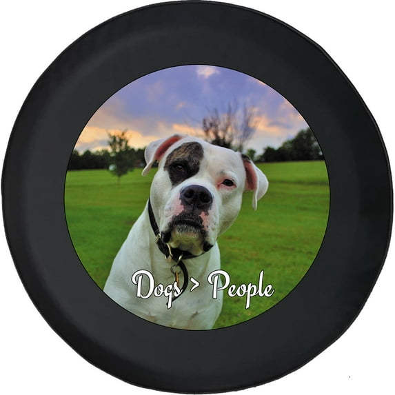 Black Tire Covers - Tire Accessories for Campers, SUVs, Trailers, Trucks, RVs and More | Pitbull Dogs Over People Black 33 Inch