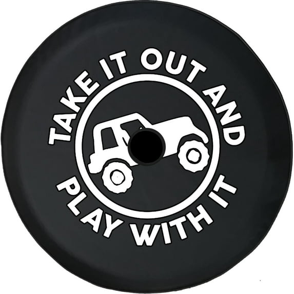 Black Tire Covers - Tire Accessories for Campers, SUVs, Trailers, Trucks, RVs and More | Play with It Black 32 Inch With Backup Camera Hole