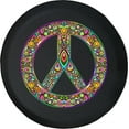 thumbnail image 1 of Black Tire Covers - Tire Accessories for Campers, SUVs, Trailers, Trucks, RVs and More | Psychedelic Peace Sign Black 28 Inch, 1 of 3