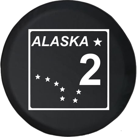 Black Tire Covers - Tire Accessories for Campers, SUVs, Trailers, Trucks, RVs and More | Rear Alaska State Route 2 Black 33 Inch