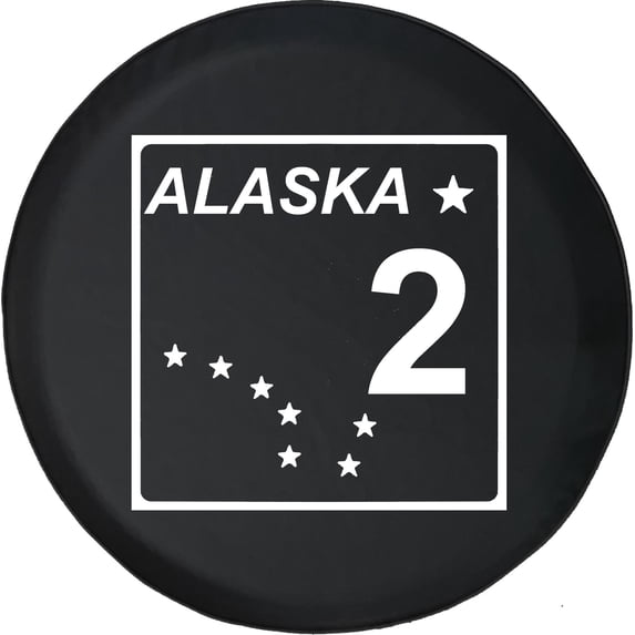 Black Tire Covers - Tire Accessories for Campers, SUVs, Trailers, Trucks, RVs and More | Rear Alaska State Route 2 Black 33 Inch