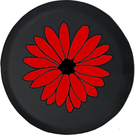 Black Tire Covers - Tire Accessories for Campers, SUVs, Trailers, Trucks, RVs and More | Red Pretty Flower Black 33 Inch