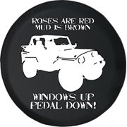 Black Tire Covers - Tire Accessories for Campers, SUVs, Trailers, Trucks, RVs and More | Red Roses Brown Mud Black 35 Inch