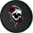 thumbnail image 1 of Black Tire Covers - Tire Accessories for Campers, SUVs, Trailers, Trucks, RVs and More | Red Roses and Skull Black 33 Inch with Backup Camera Hole, 1 of 3