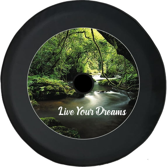 Black Tire Covers - Tire Accessories for Campers, SUVs, Trailers, Trucks, RVs and More | River Live Your Dreams Black 32 Inch With Backup Camera Hole