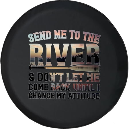Black Tire Covers - Tire Accessories for Campers, SUVs, Trailers, Trucks, RVs and More | River Rafting Canoe Attitude Scenic Paddle Black 30 Inch