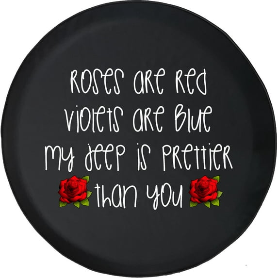 Black Tire Covers - Tire Accessories for Campers, SUVs, Trailers, Trucks, RVs and More | Roses Red Violet Blue Prettier Adventure Fun Black 35 Inch
