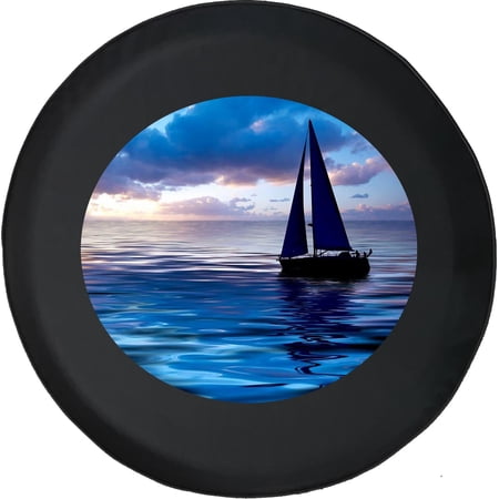Black Tire Covers - Tire Accessories for Campers, SUVs, Trailers, Trucks, RVs and More | Sailboat Sunset Black 28 Inch