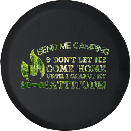 Black Tire Covers - Tire Accessories for Campers, SUVs, Trailers, Trucks, RVs and More | Send me Camping Change My Attitude Black 30 Inch