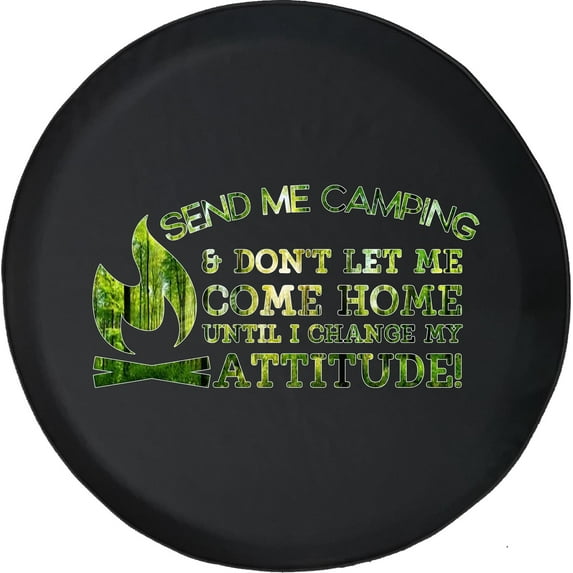 Black Tire Covers - Tire Accessories for Campers, SUVs, Trailers, Trucks, RVs and More | Send me Camping Change My Attitude Black 30 Inch