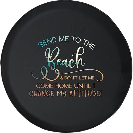 Black Tire Covers - Tire Accessories for Campers, SUVs, Trailers, Trucks, RVs and More | Send me to The Beach Black 28 Inch