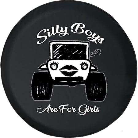Black Tire Covers - Tire Accessories for Campers, SUVs, Trailers, Trucks, RVs and More | Silly Boys Cute Black 33 Inch