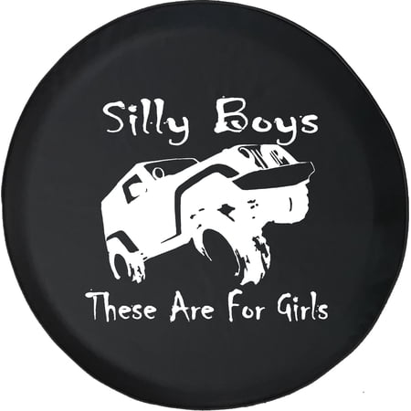 Black Tire Covers - Tire Accessories for Campers, SUVs, Trailers, Trucks, RVs and More | Silly Boys are for Girls Offroad Black 35 Inch
