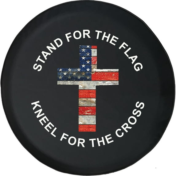 Black Tire Covers - Tire Accessories for Campers, SUVs, Trailers, Trucks, RVs and More | Stand for The Flag Kneel for The Cross USA Black 30 Inch