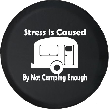 Black Tire Covers - Tire Accessories for Campers, SUVs, Trailers, Trucks, RVs and More | Stress Comes from Not Camping PopUp Black 32 Inch