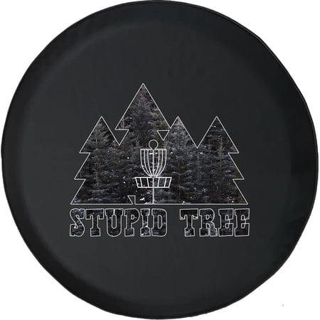 Black Tire Covers - Tire Accessories for Campers, SUVs, Trailers, Trucks, RVs and More | Stupid Trees Disc Golf Black 35 Inch