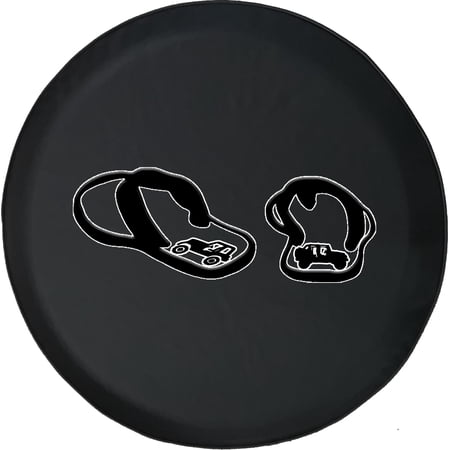 Black Tire Covers - Tire Accessories for Campers, SUVs, Trailers, Trucks, RVs and More | Summer Flip Flops Black 32 Inch