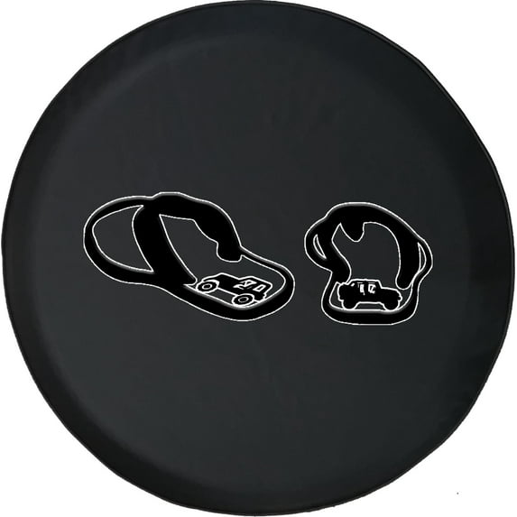 Black Tire Covers - Tire Accessories for Campers, SUVs, Trailers, Trucks, RVs and More | Summer Flip Flops Black 32 Inch