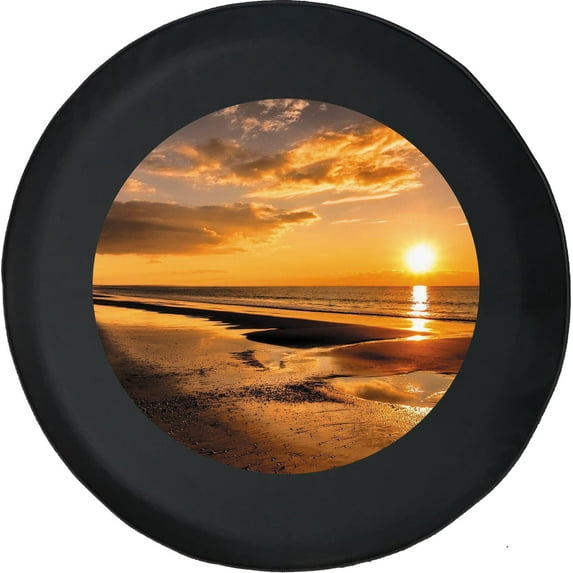 Black Tire Covers - Tire Accessories for Campers, SUVs, Trailers, Trucks, RVs and More | Sunset Beach Black 31 Inch