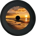 thumbnail image 1 of Black Tire Covers - Tire Accessories for Campers, SUVs, Trailers, Trucks, RVs and More | Sunset Beach Black 33 Inch with Backup Camera Hole, 1 of 3