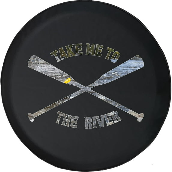Black Tire Covers - Tire Accessories for Campers, SUVs, Trailers, Trucks, RVs and More | Take Me to The River Rafting Paddles Black 29 Inch