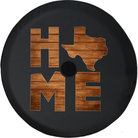 Black Tire Covers - Tire Accessories for Campers, SUVs, Trailers, Trucks, RVs and More | Texas Home Wood Black 33 Inch with Backup Camera Hole