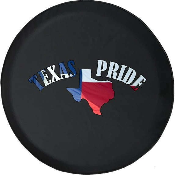 Black Tire Covers - Tire Accessories for Campers, SUVs, Trailers, Trucks, RVs and More | Texas Pride Waving Flag State Black 30 Inch