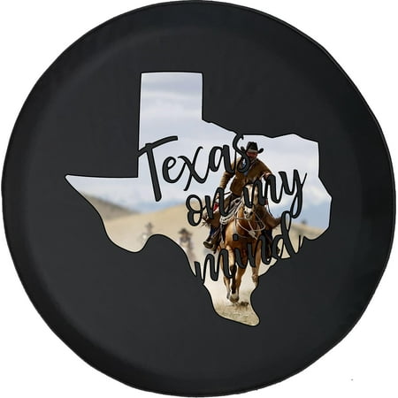 Black Tire Covers - Tire Accessories for Campers, SUVs, Trailers, Trucks, RVs and More | Texas on My Mind Cowboy Black 30 Inch
