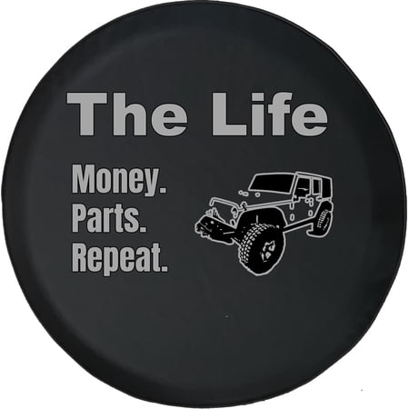 Black Tire Covers - Tire Accessories for Campers, SUVs, Trailers, Trucks, RVs and More | The Life Money Parts Repeat Black 31 Inch