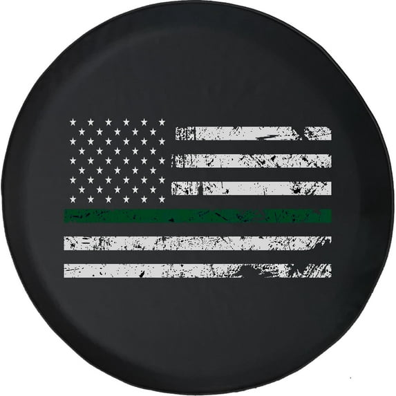 Black Tire Covers - Tire Accessories for Campers, SUVs, Trailers, Trucks, RVs and More | | Thin Green Line Flag Military Black 28 Inch