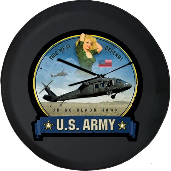 Black Tire Covers - Tire Accessories for Campers, SUVs, Trailers, Trucks, RVs and More | This We'll Defend US Military Black Hawk Black 35 Inch