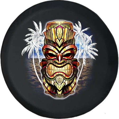 Black Tire Covers - Tire Accessories for Campers, SUVs, Trailers, Trucks, RVs and More | Tiki Island Totem Black 28 Inch