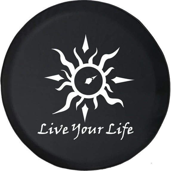 Black Tire Covers - Tire Accessories for Campers, SUVs, Trailers, Trucks, RVs and More | Tribal Sun Compass Black 35 Inch