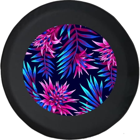 Black Tire Covers - Tire Accessories for Campers, SUVs, Trailers, Trucks, RVs and More | Tropical Jungle Pattern Black 28 Inch