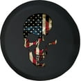 thumbnail image 1 of Black Tire Covers - Tire Accessories for Campers, SUVs, Trailers, Trucks, RVs and More | USA American Flag Skull Black 30 Inch, 1 of 3