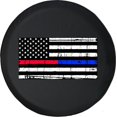 thumbnail image 1 of Black Tire Covers - Tire Accessories for Campers, SUVs, Trailers, Trucks, RVs and More | | USA Flag Thin Red Blue Line Support Black 29 Inch, 1 of 3