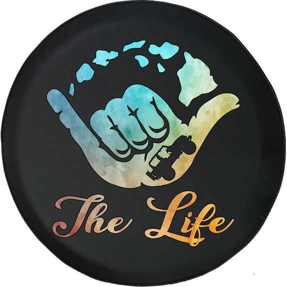 Black Tire Covers - Tire Accessories for Campers, SUVs, Trailers, Trucks, RVs and More | Watercolor Island Black 32 Inch